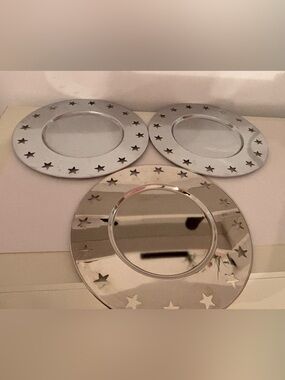Set of THREE Leonardo stainless steel charges with star cutout design - 13”